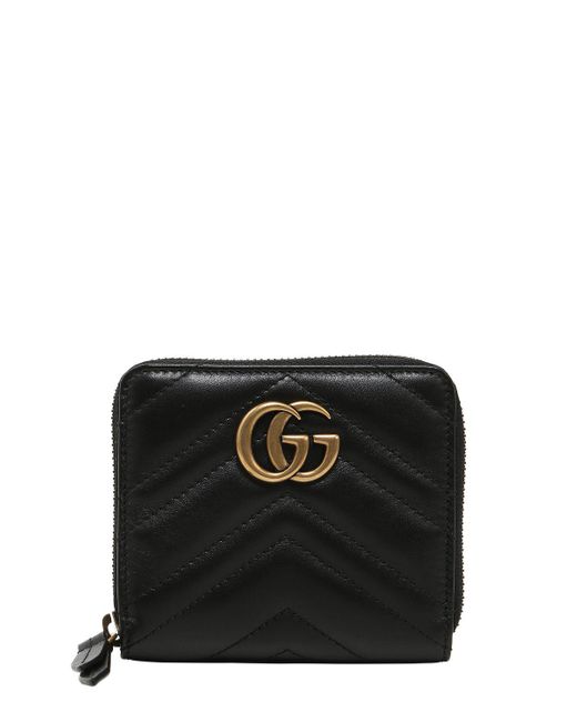 Gucci Black Small Gg Marmont 2.0 Leather Zip Wallet
