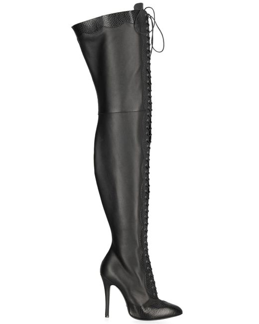 Gucci Black 90mm Harriet Leather Over The Knee Boots