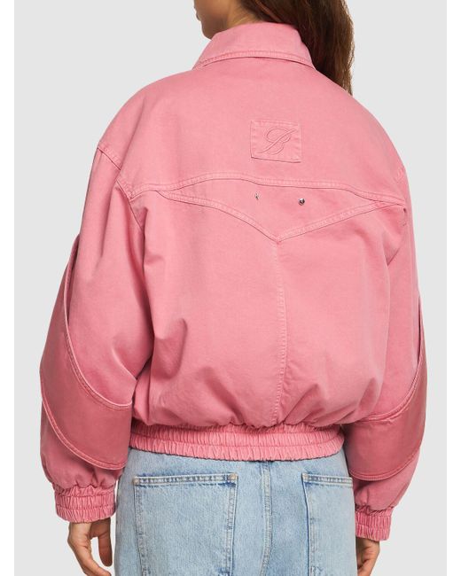 Blumarine Pink Cotton Denim Cargo Bomber Jacket