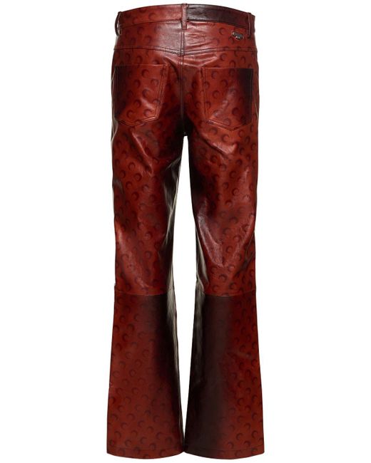 MARINE SERRE Red Airbrushed Leather Wide Leg Pants for men