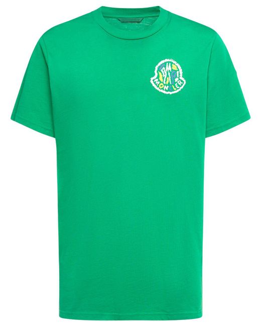 Camiseta de algodón con logo Moncler de hombre de color Green