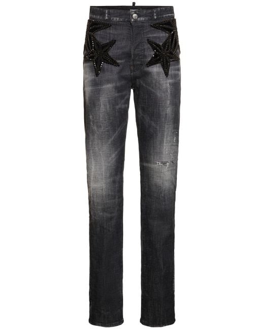 DSquared² Gray 642 Embellished Stars High Rise Jeans