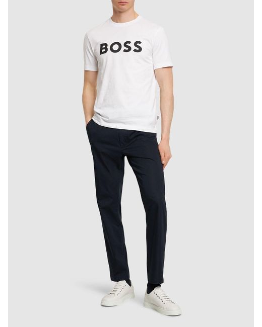 メンズ Boss Tiburt 354 コットンtシャツ White