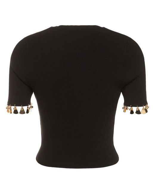 Rabanne Black Embellished Cotton & Silk T-shirt