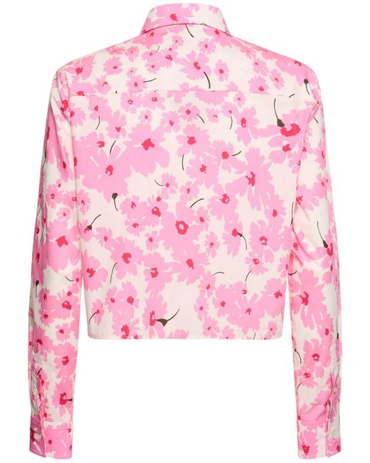 Camicia in cotone stampato di MSGM in Pink