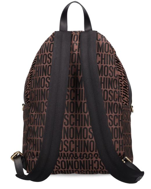 Moschino Black Logo Nylon Jacquard Backpack for men