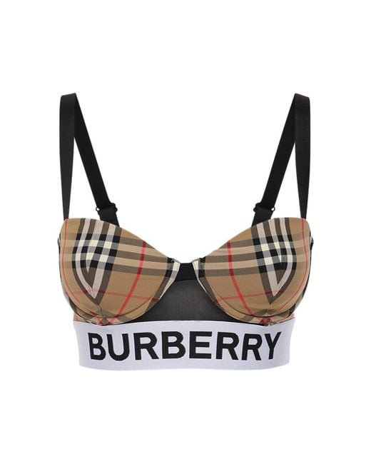 Burberry Multicolor Check Fabric Padded Bra W/ Logo Band