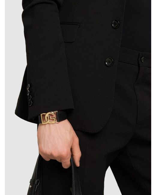 Dolce & Gabbana Metallic Dg Logo Leather Belt Bracelet for men