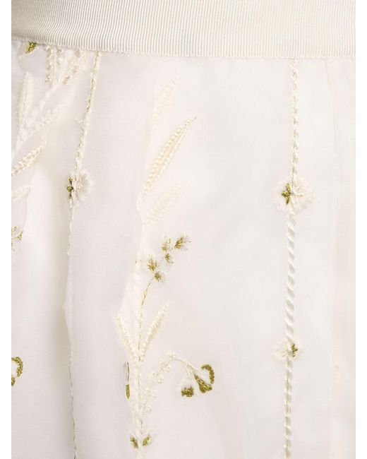 Shorts in organza di seta con ricami di Giambattista Valli in White