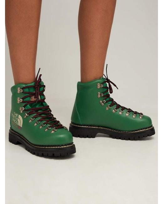 Gucci X The North Face Leather Hiking Boots in Green | Lyst