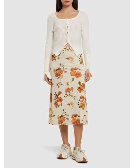 WeWoreWhat Natural Printed Stretch Tech Midi Skirt