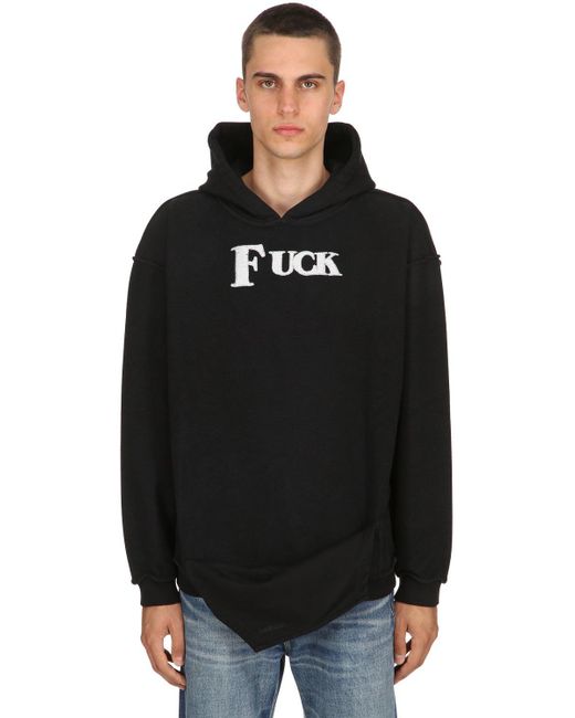 Vetements Kapuzensweatshirt "fuck" in Black für Herren