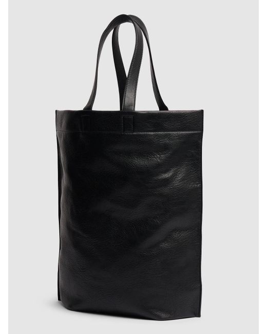 MSGM Black Max Logo Faux Leather Tote Bag