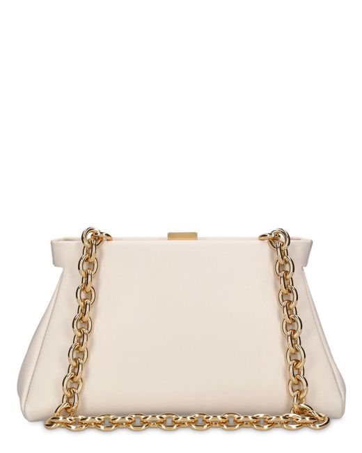 DeMellier London Natural Cannes Chunky Chain Leather Clutch
