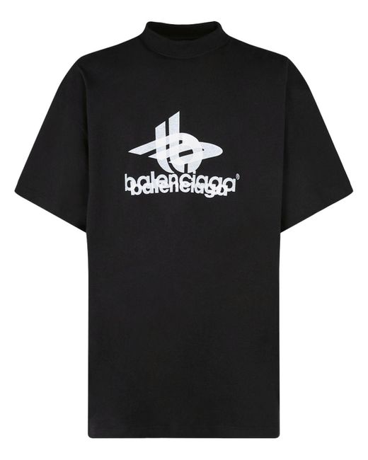Balenciaga Oversized-T-Shirt aus Baumwoll-Jersey mit Logoprint in Black für Herren