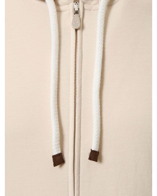 Brunello Cucinelli Natural Cotton Blend Zipped Hoodie for men