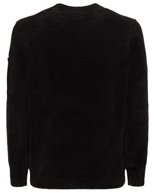 C P Company Black Cotton Chenille Knit Sweater for men