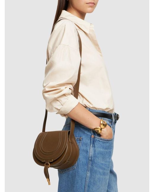 Chloé Brown Small Marcie Grained Leather Bag