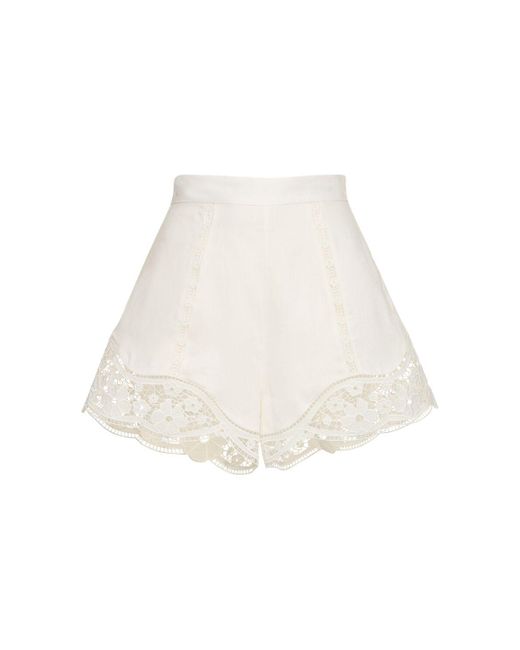 Shorts august in lino / broderie di Zimmermann in White