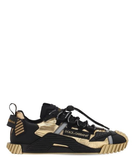 Dolce & Gabbana Rubber Ns1 Sneakers In Mixed Materials in Black/Gold ...
