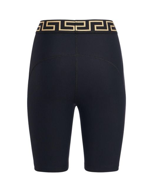 Versace Blue Greca Lycra Bike Shorts