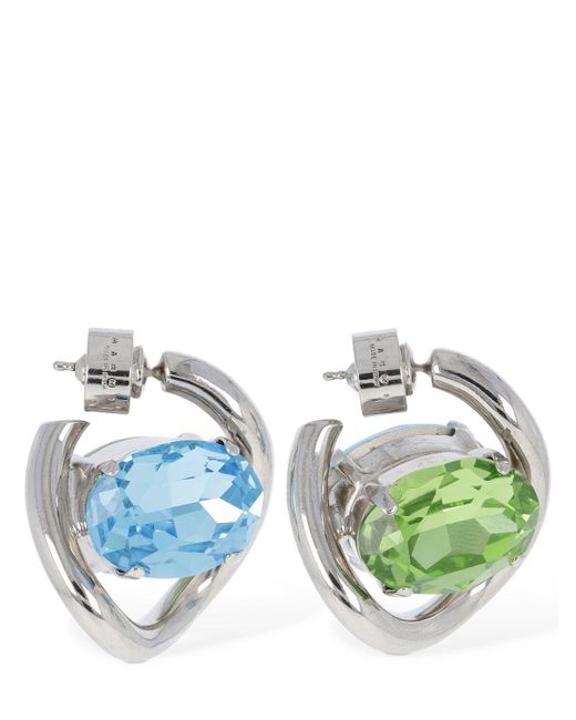 Marni Green Crystal Stone Hoop Earrings