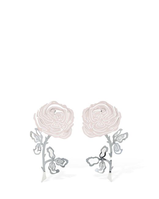 Y. Project White Rose Enamel Earrings