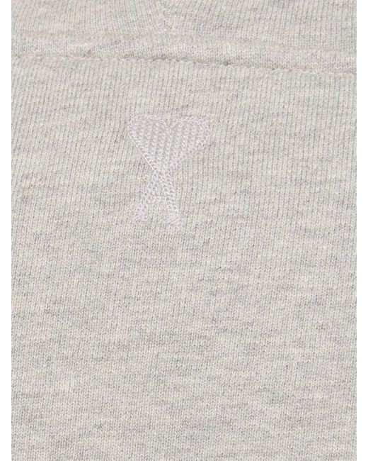 AMI Gray Logo Print Boxy Cotton Blend Hoodie for men