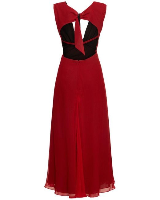 Yohji Yamamoto Red Damen Midikleid Aus Chiffon