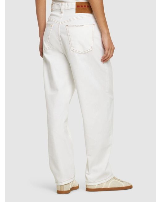 Jeans rectos de denim stretch Marni de color White