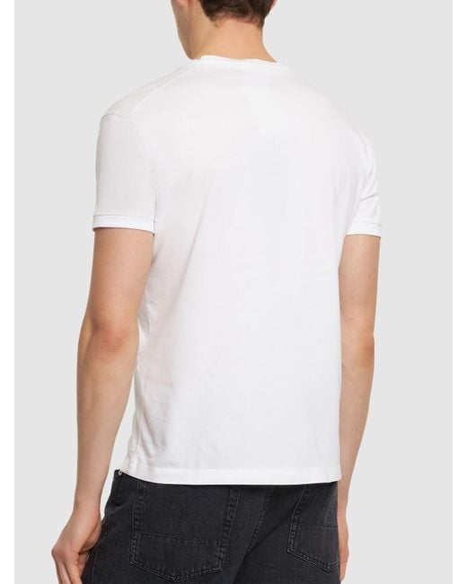 T-shirt in jersey di cotone con logo di DSquared² in White da Uomo