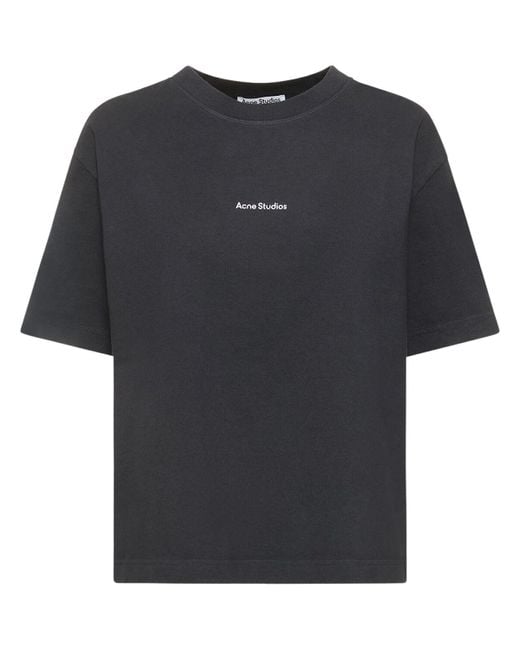 Acne Black T-shirt Aus Baumwolljersey Mit Logodruck