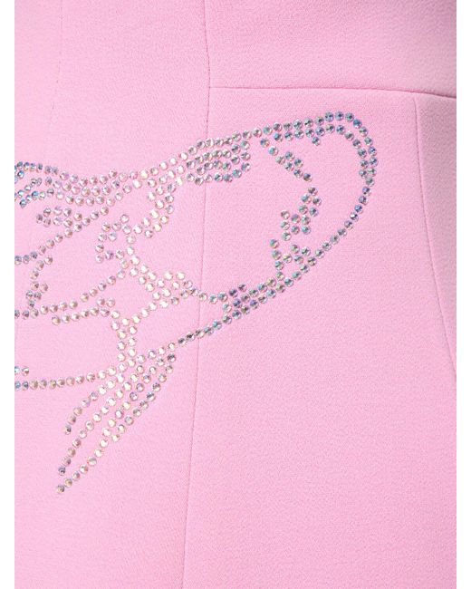 David Koma Pink Rhinestone-embellished Flared-hem Stretch-woven Mini Dress