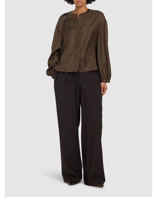 Loulou de Saison Lea シルクシャツ Brown