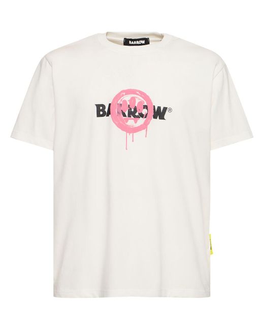 T-shirt en coton imprimé Barrow pour homme en coloris White