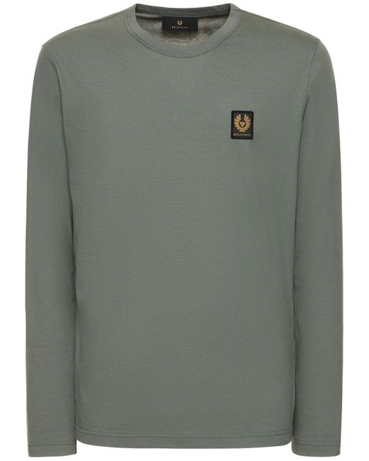 Belstaff Gray Logo Cotton Jersey L/S T-Shirt for men