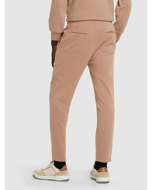 Pantalones de felpa de algodón Brunello Cucinelli de hombre de color Natural