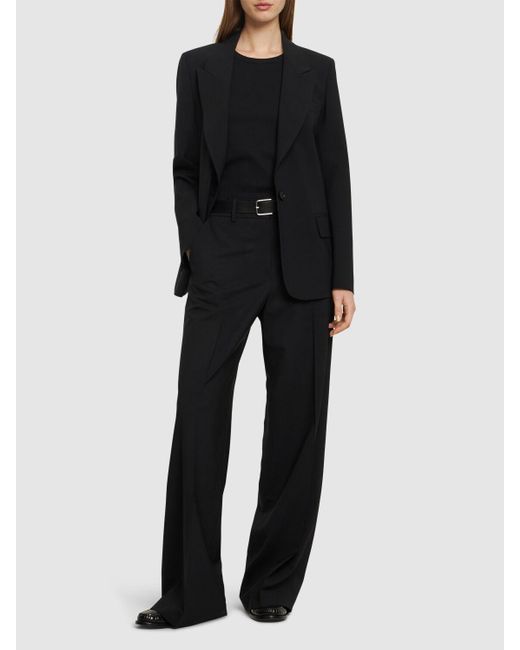 MSGM Black Stretch Wool Pants