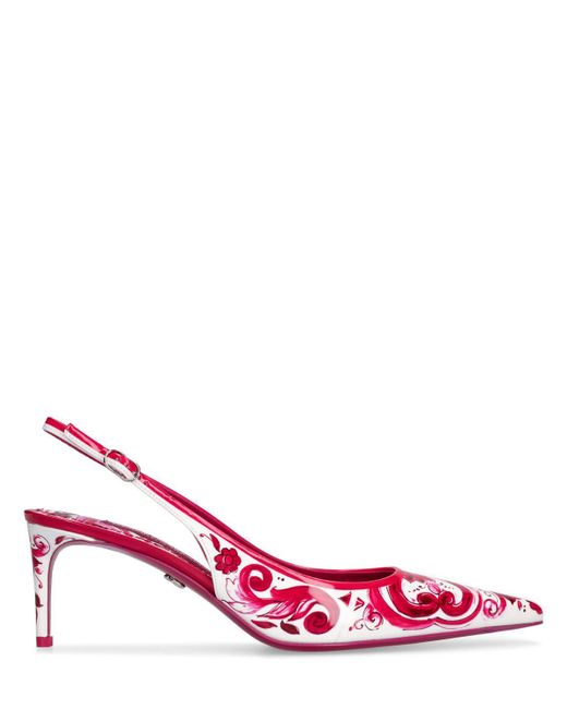 Dolce & Gabbana Pink 60mm Lollo Maiolica Leather Slingbacks