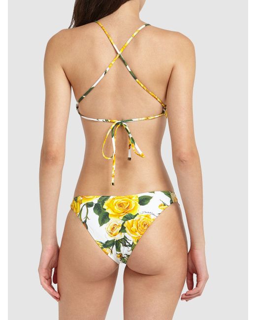 Bikini de jersey estampado Dolce & Gabbana de color Yellow