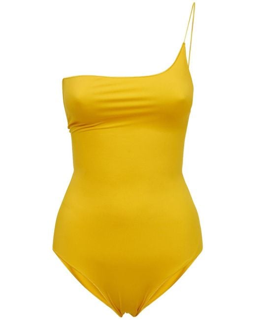 Oséree Eco-basic Asymmetric One Piece Swimsuit in Yellow | Lyst UK