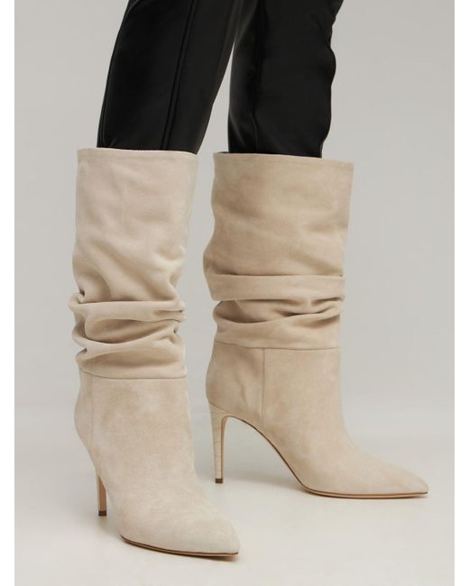 Paris Texas Natural 85Mm Slouchy Suede Boots
