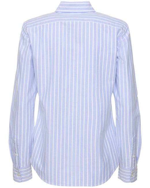 Camisa de popelina de algodón a rayas Polo Ralph Lauren de color Blue