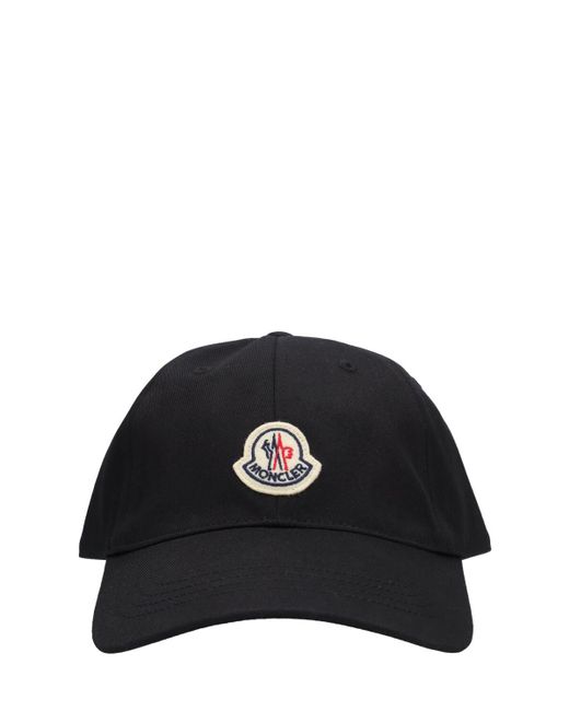 Gorra de baseball de algodón con logo bordado Moncler de hombre de color Black