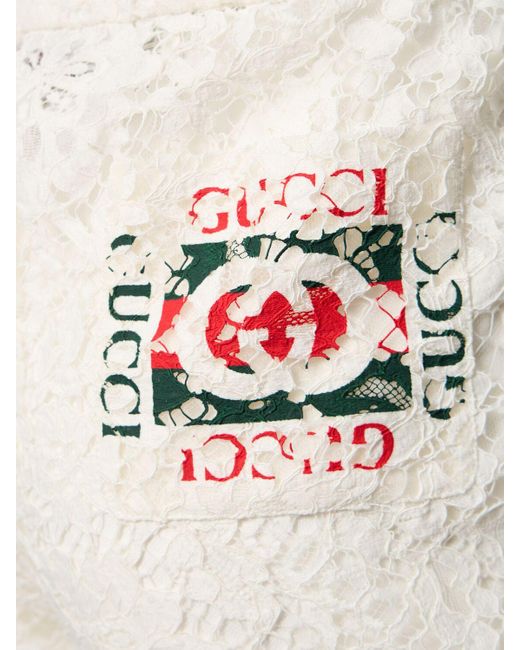 Shorts di pizzo floreale in misto cotone di Gucci in White