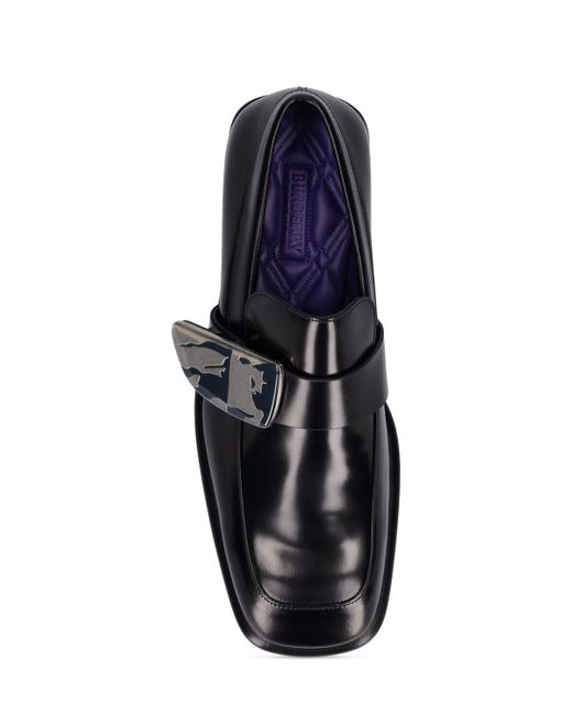 Burberry Black Shield Edk Leather Loafers for men