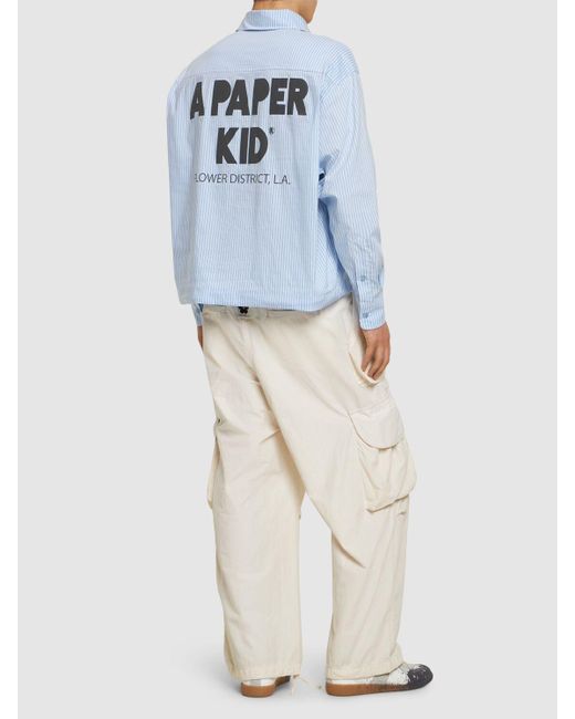 A PAPER KID Blue Unisex Poplin Long Sleeve Shirt
