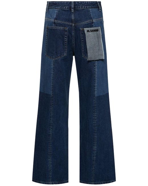 Jil Sander Blue Washed Denim Patchwork Midrise Jeans