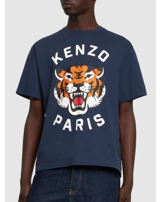メンズ KENZO ネイビー Paris Lucky Tiger Tシャツ Blue