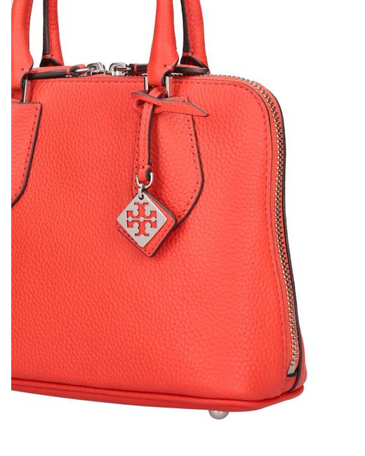 Tory Burch Red Mini Pebbled Swing Top Handle Bag